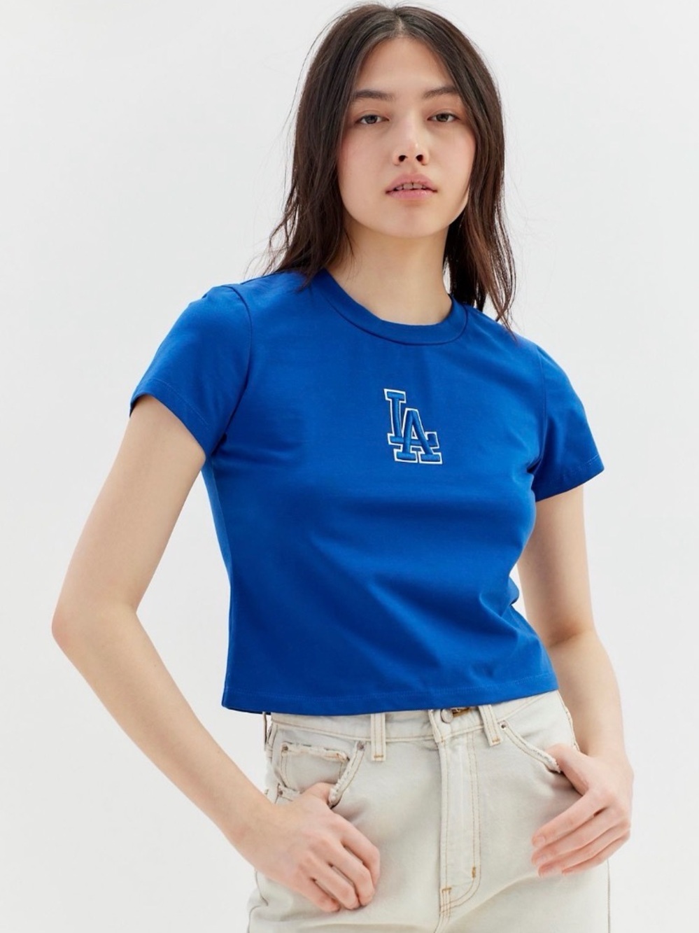 Urban Outfitters Los Angeles Dodgers Logo Blue Baby Tee